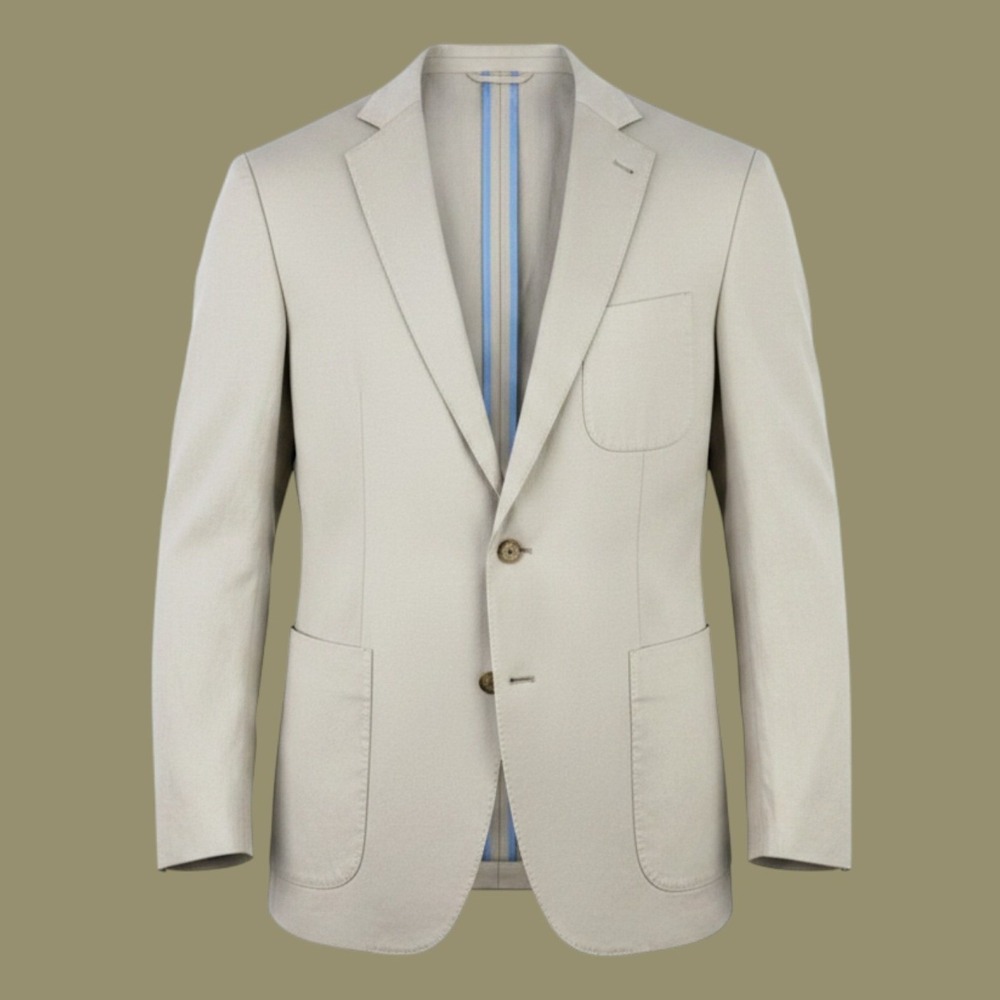 Alton Lane Blazer Jacket Mens XL Beige Tailored 2-Button Sport Coat Rayon Nylon